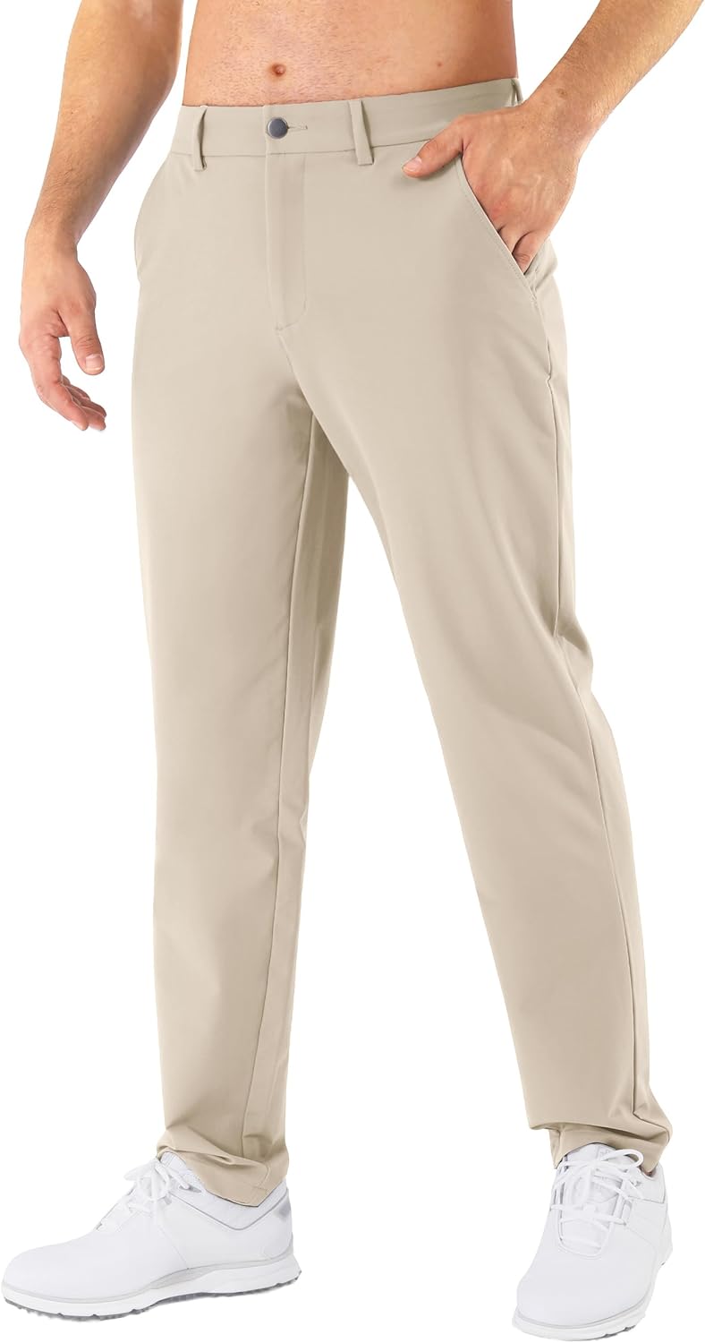 Mens Golf Pants Stretch Classic Fit Quick Dry Casual Trousers