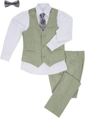 Boys Linen Suits for Kids Summer Slim Fit 3 Piece Beach (Style RKKZ)
