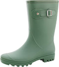 Women's Mid Calf Matte PVC Rain Boots - Comfortable Waterproof Garden