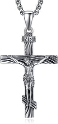 Sterling Silver Cross Necklace for Men with 22 in Chain
