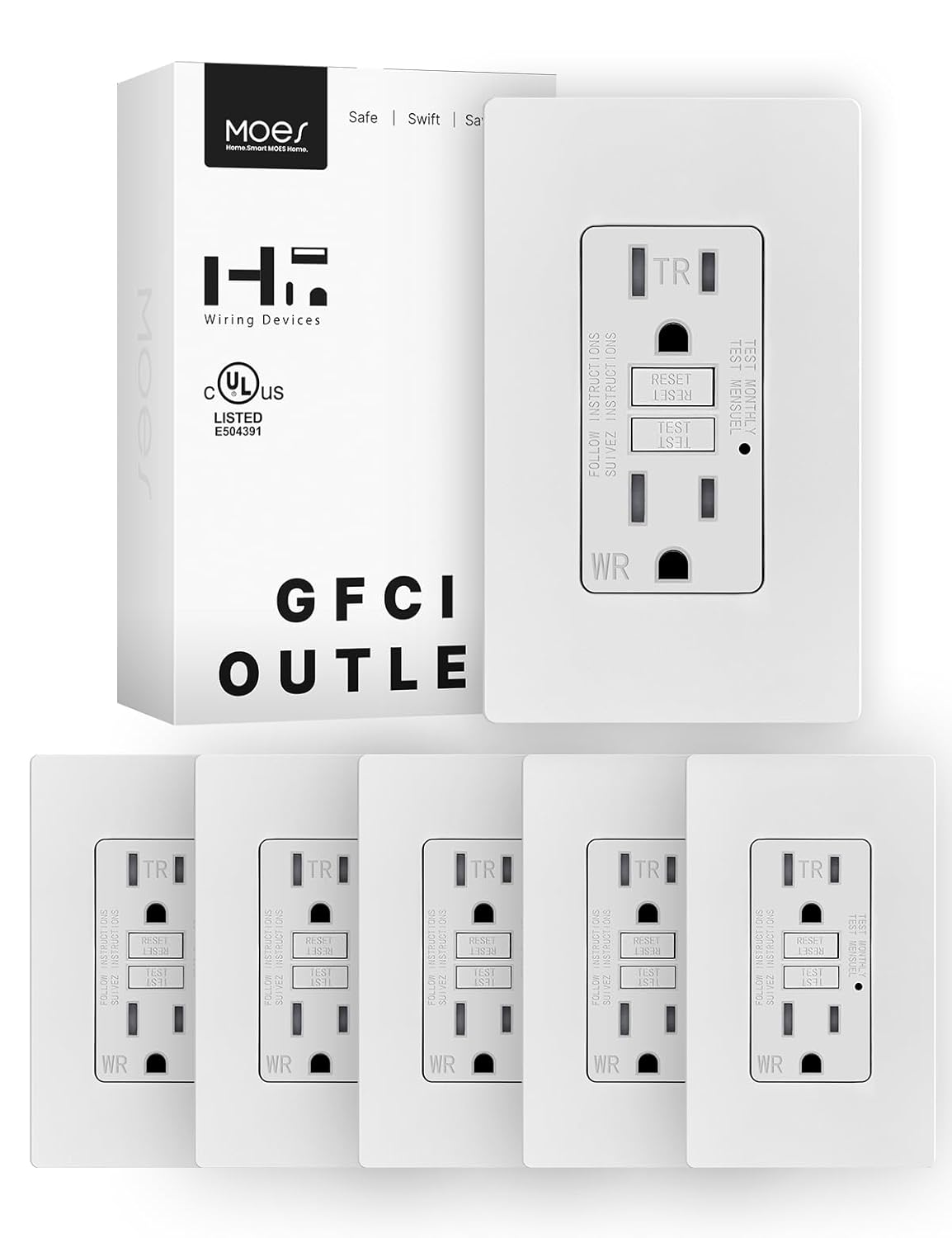 MOES GFCI Outlet 15 Amp with Self-Test and Weather Resistance