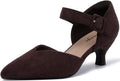 Comfortable Kitten Heels for Women Pointed Closed Toe Ankle Strap
