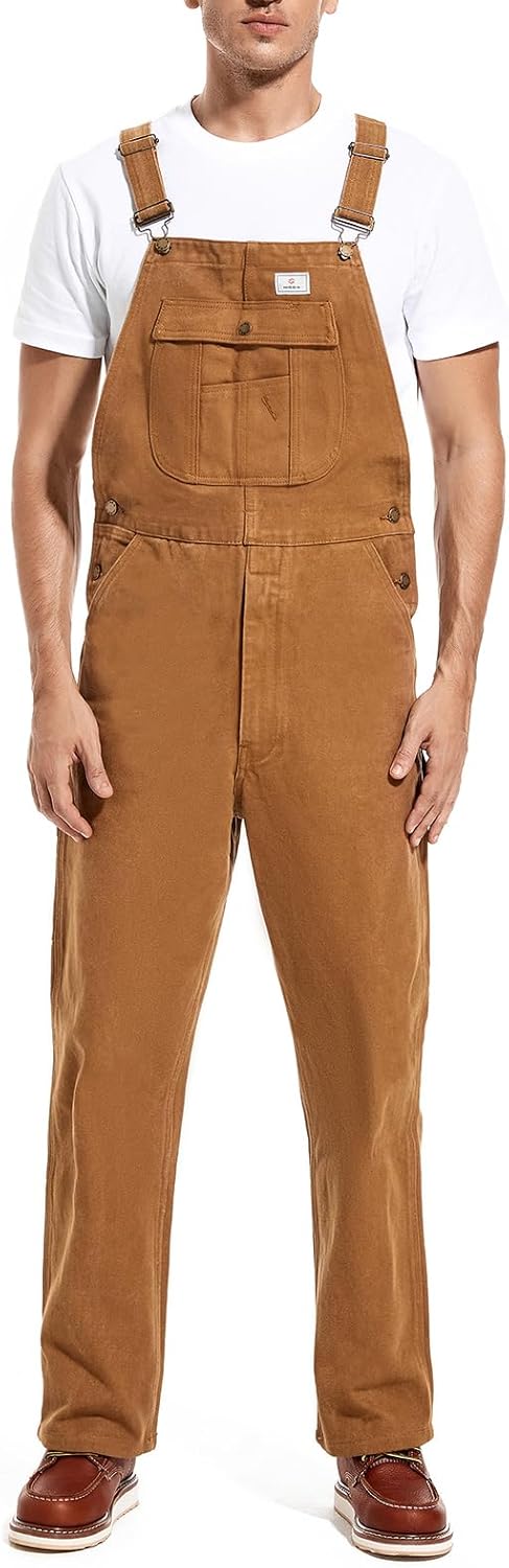 HISEA Men's Relaxed Fit Duck Bib Overall for Comfort and Durability