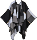 Reversible Women's Plaid Sweater Poncho Cape for Stylish Looks