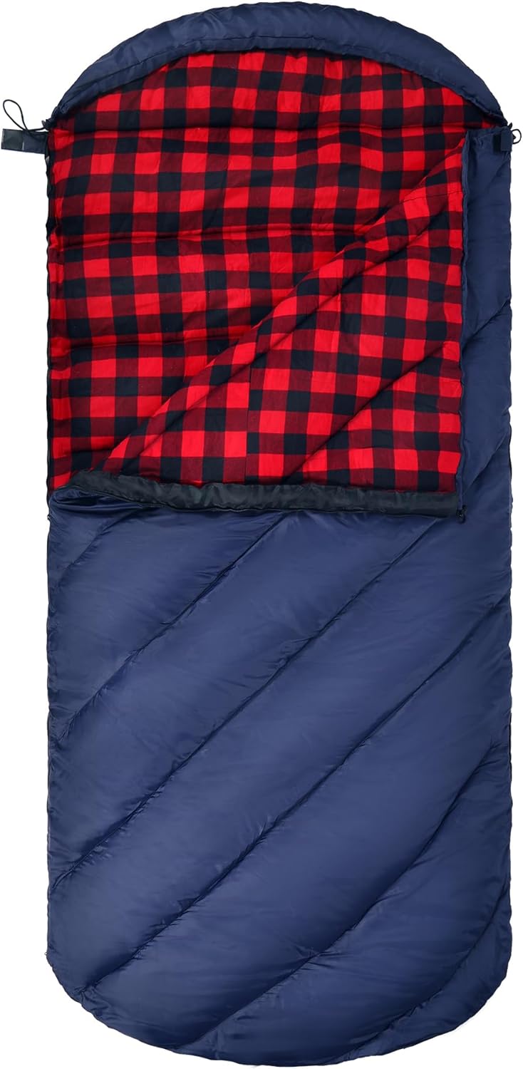 REDCAMP Flannel Sleeping Bag for Adults with Detachable Hood