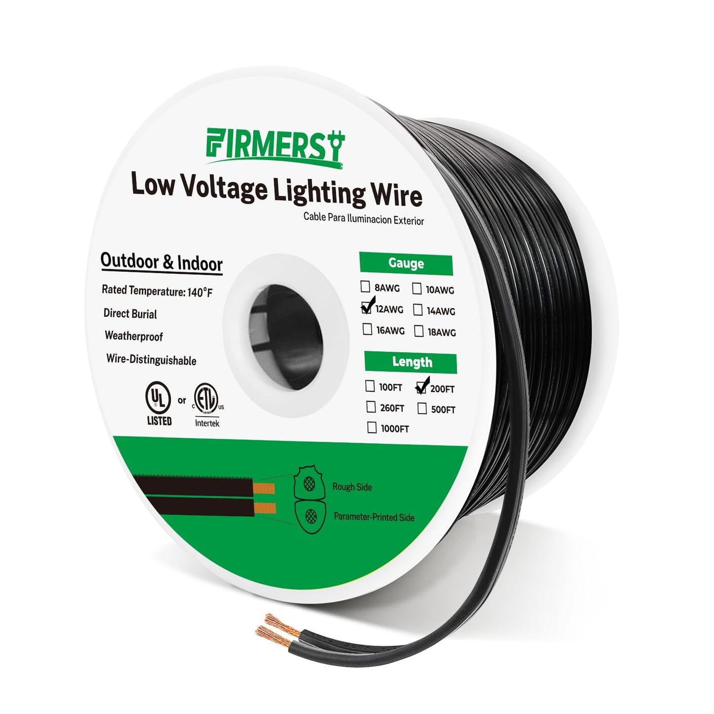 FIRMERST 12/2 Low Voltage Wire for Outdoor Landscape Lighting