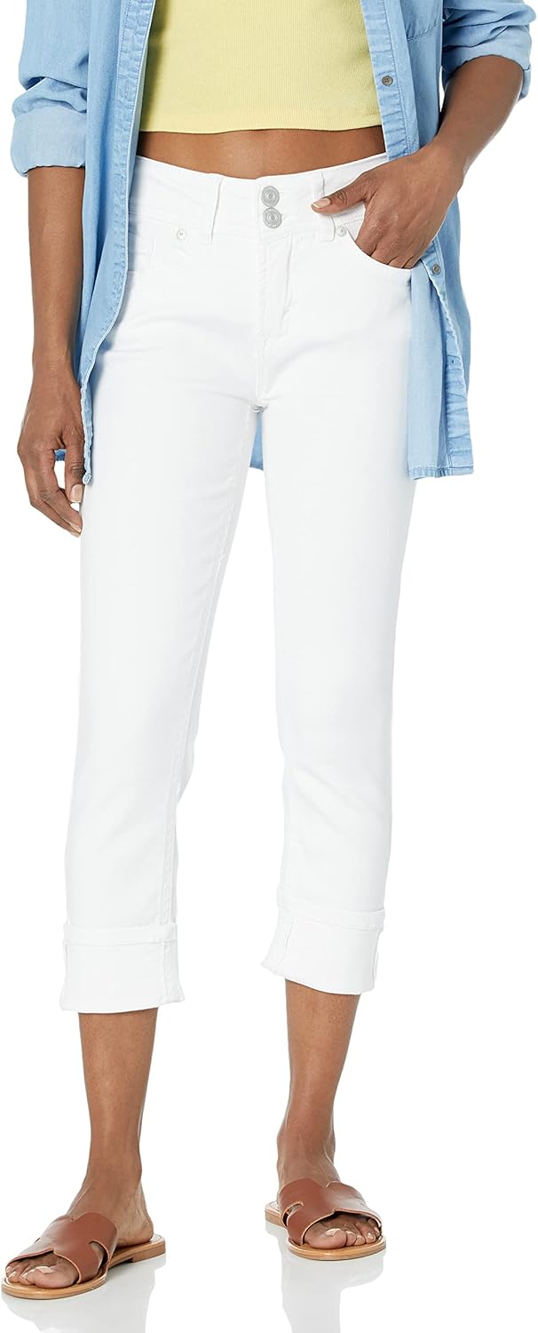 WallFlower Women's Luscious Curvy 23.5ft' Crop Mid-Rise Jeans