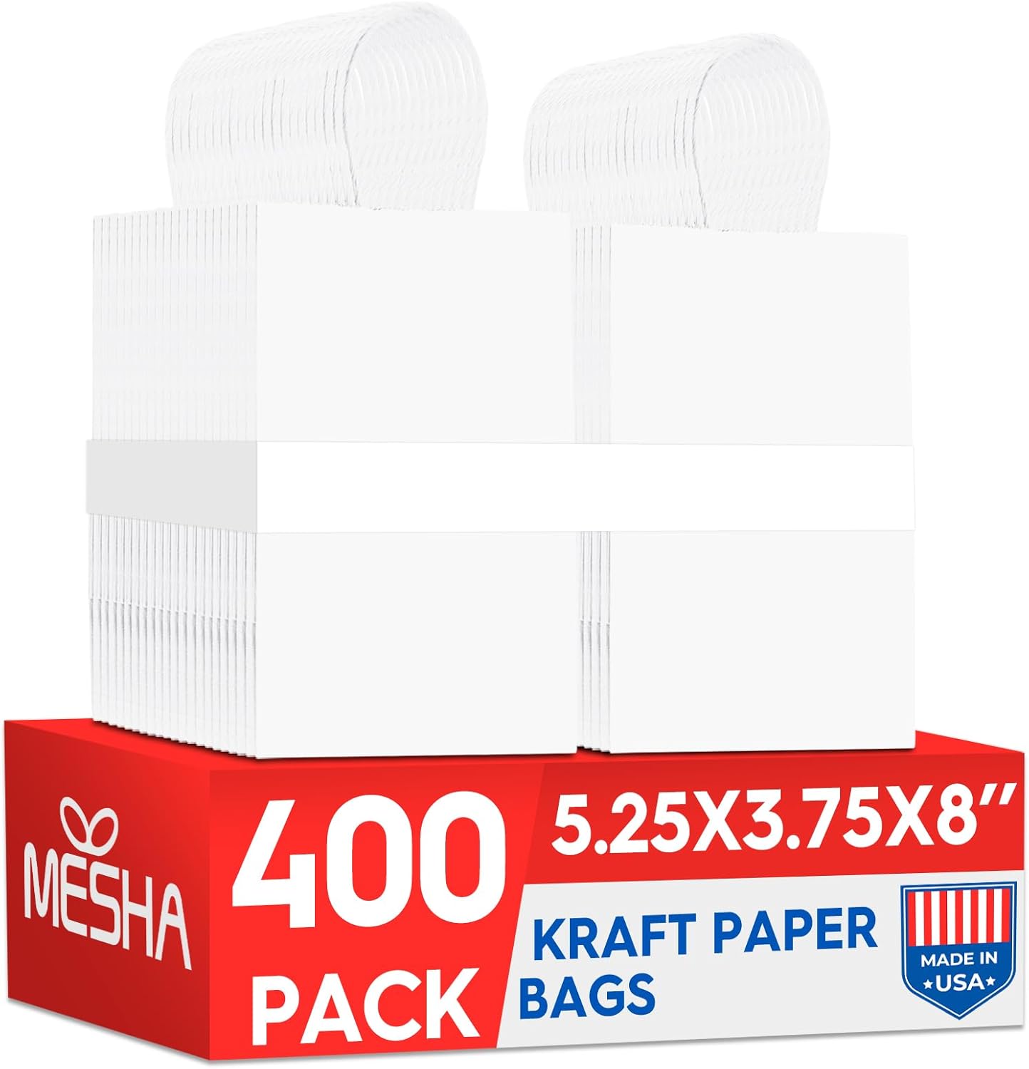 Mesha White Kraft Paper Bags - Eco-Friendly Shopping Solution