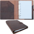 Lined Leather Journal 5.5x8.5 Mini Binder - Refillable, Compact