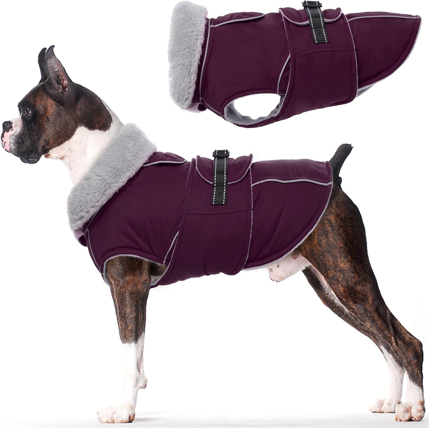 Lelepet Warm Dog Coat Waterproof Fleece Vest for Cold Weather