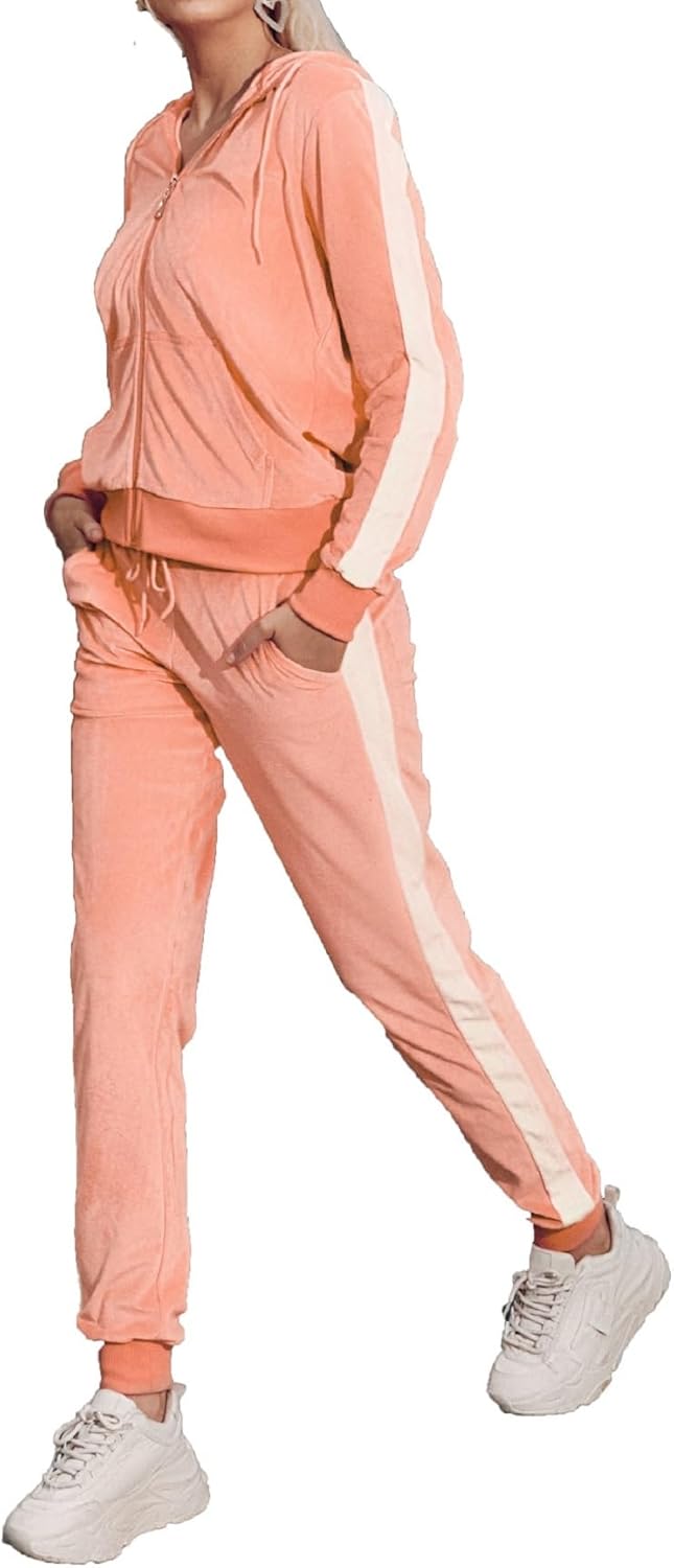 Facitisu Track Suits for Women: Stylish Velvet Sweatsuit Set