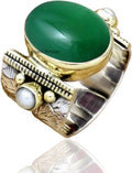 10x14 MM Oval Gemstone 925 Sterling Silver Wide Band Ring (Style BFSK)
