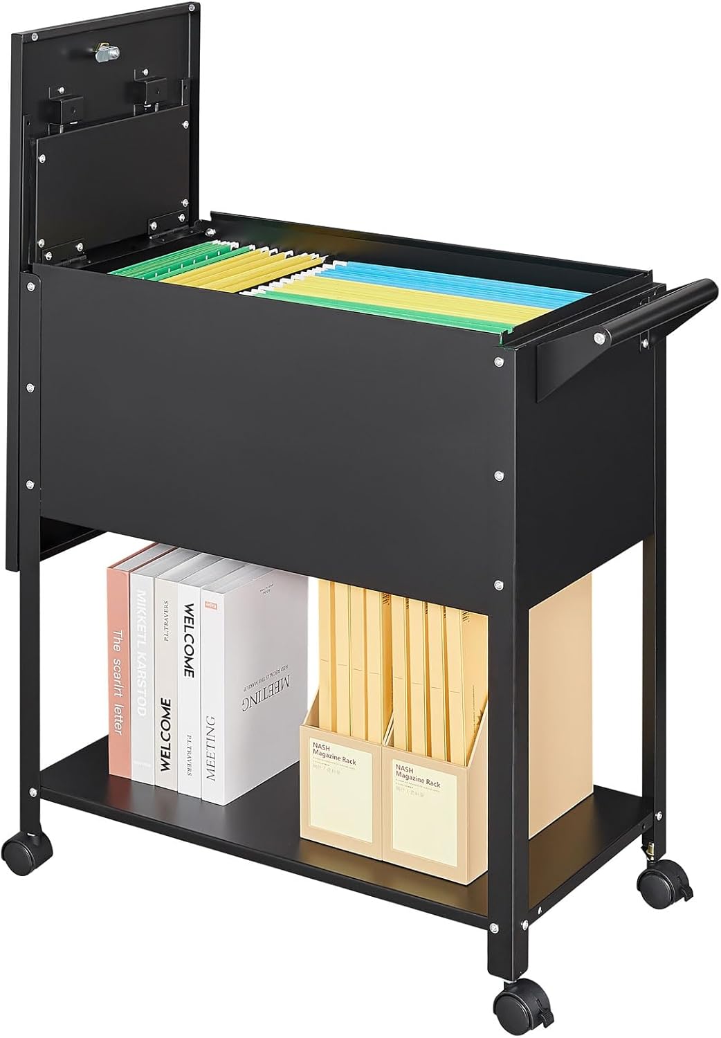 Metal Mobile File Cabinet with Locking Tool Storage for Office