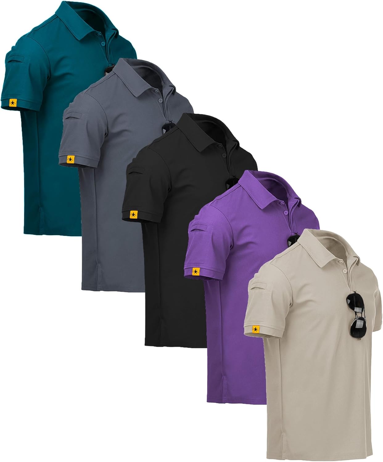 ZITY 5 Pack Mens Polo Shirt Short Sleeve Sports Golf T-Shirt