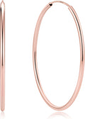 Hypoallergenic 925 Sterling Silver Hoop Earrings for Women - 50mm Rose