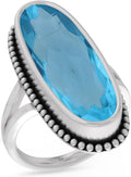 925 Sterling Silver Blue Topaz Gemstone Ring - Dainty Bezel