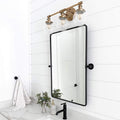 Pivot Rectangle Bathroom Mirror Matt Black - Tilt Beveled Vanity