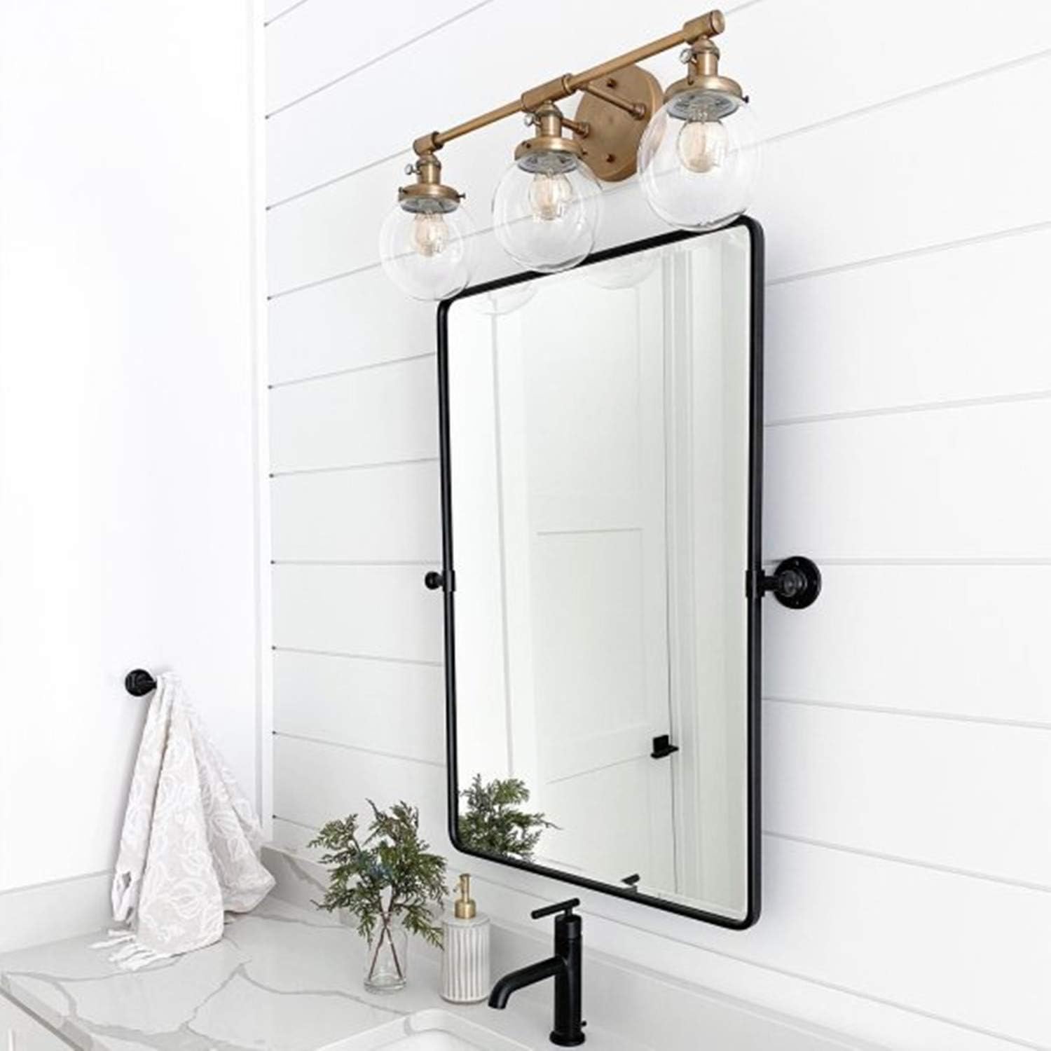 TEHOME Pivot Mirror for Bathroom with Elegant Beveled Design