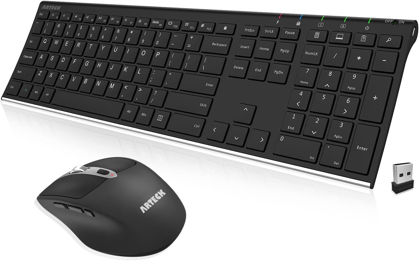 Arteck Wireless Keyboard & Mouse Combo - Ergonomic Design
