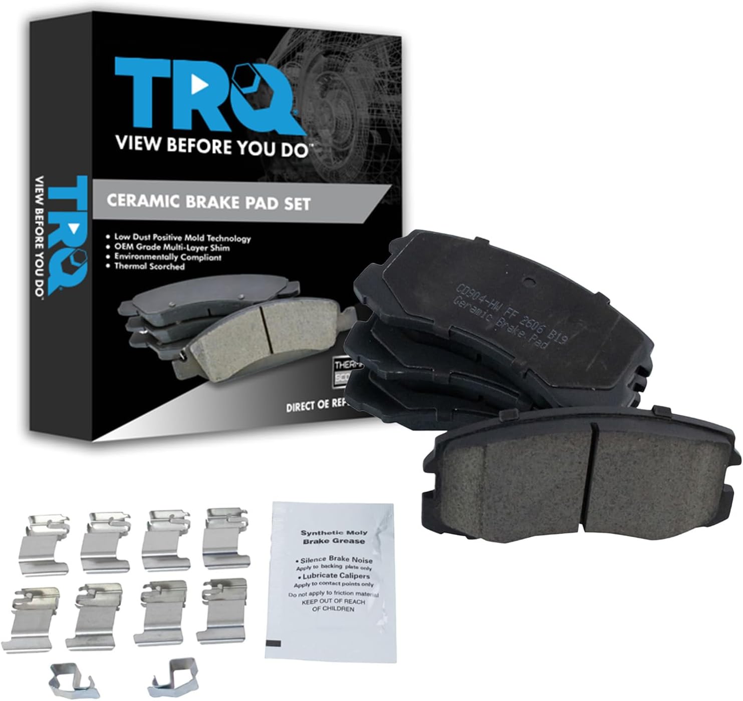 TRQ Front Brake Pads Ceramic for 2002-2007 Mitsubishi Lancer