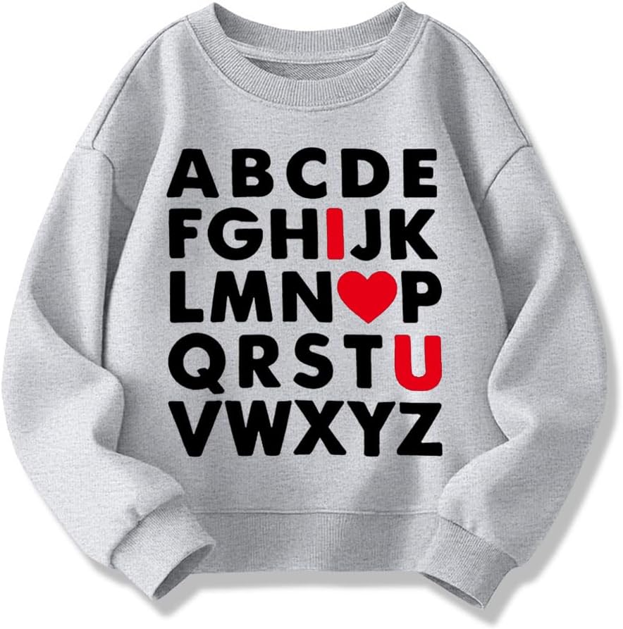 I LOVE U Heart Graphic Sweatshirt - Kids Valentine's Day Top