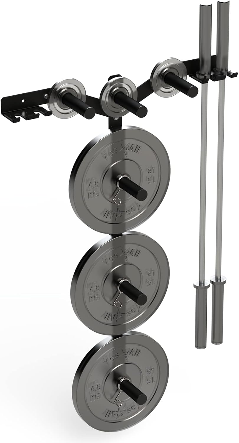 Heavy Duty Weight Plate Tree & Barbell Holder for Home Gym