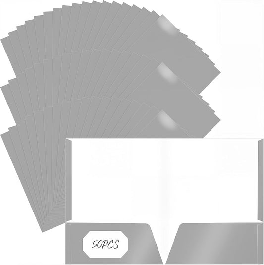 Jutom 50 Pcs 2 Pocket Glossy Paper Folders for Office Use