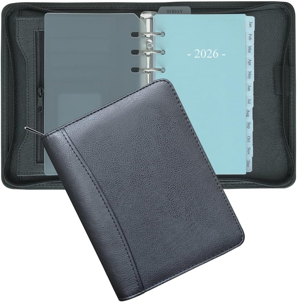 2026 Zipped Planner Organizer with Simulated Leather Cover