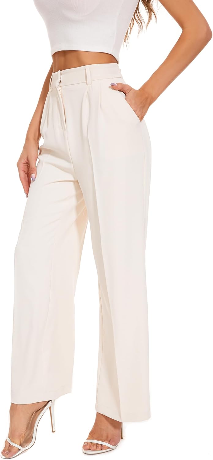Wide Leg Pants for Women - High Elastic Waist Business Trousers
