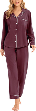 LUBOT 100% Cotton Pajamas for Women - Soft Button-Down 2-Piece Set