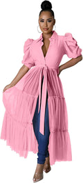 Ekaliy Women Sexy Asymmetrical Ruffle Tunic Top Dress - Chic High Low