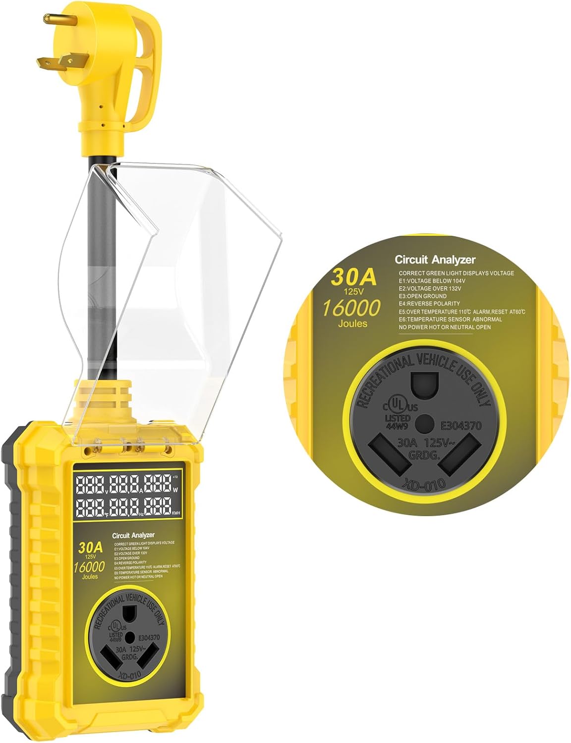 30 Amp RV Surge Protector with 16000J Waterproof Safety Features