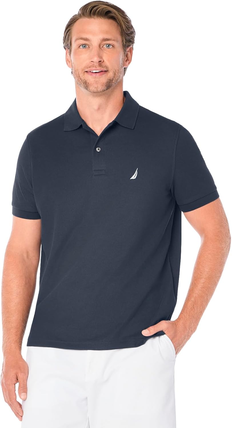Nautica Men's Classic Short Sleeve Solid Performance Deck Polo