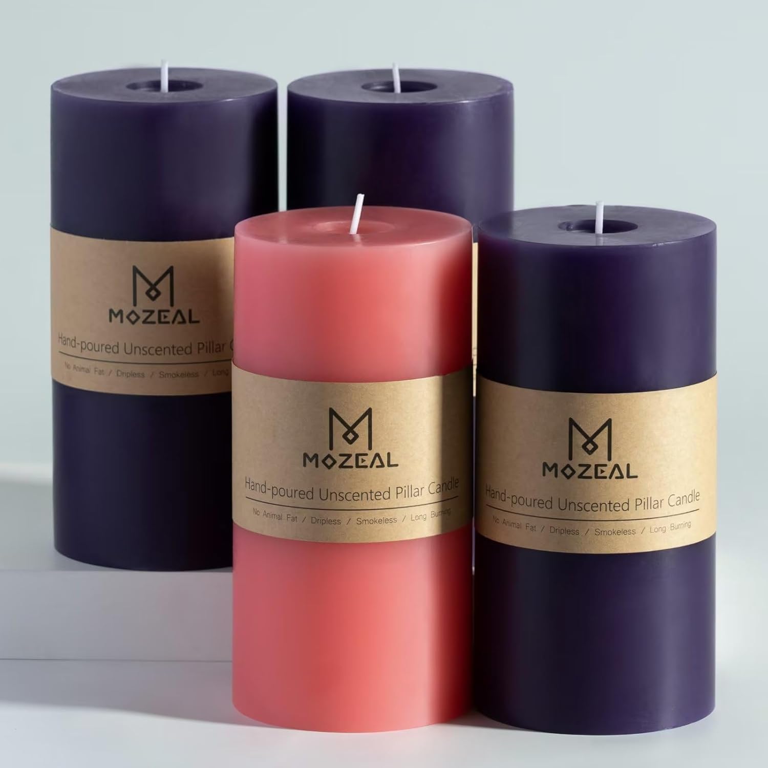 Advent Pillar Candles Set of 4 - Unscented Dripless Design