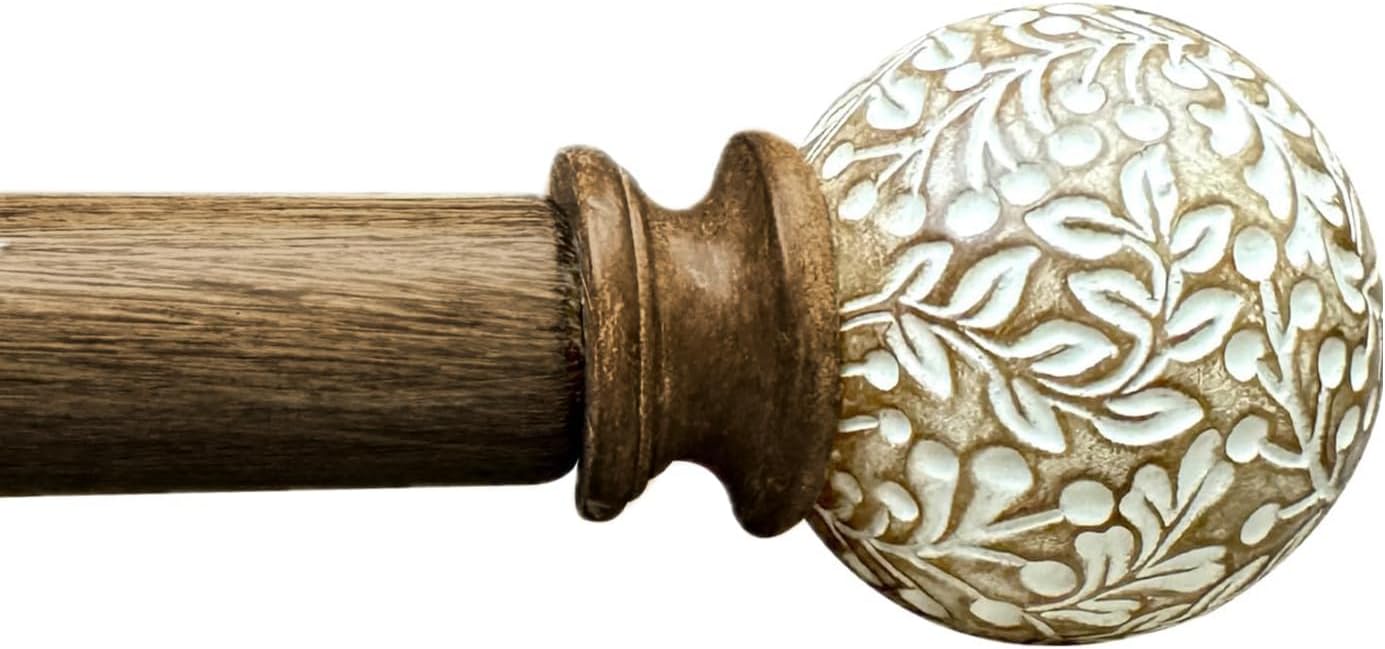 Adjustable Brown Wood Curtain Rod - Farmhouse Rustic Style!
