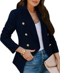 Womens Casual Open Front Blazer with Gold Buttons - Work to Weekend