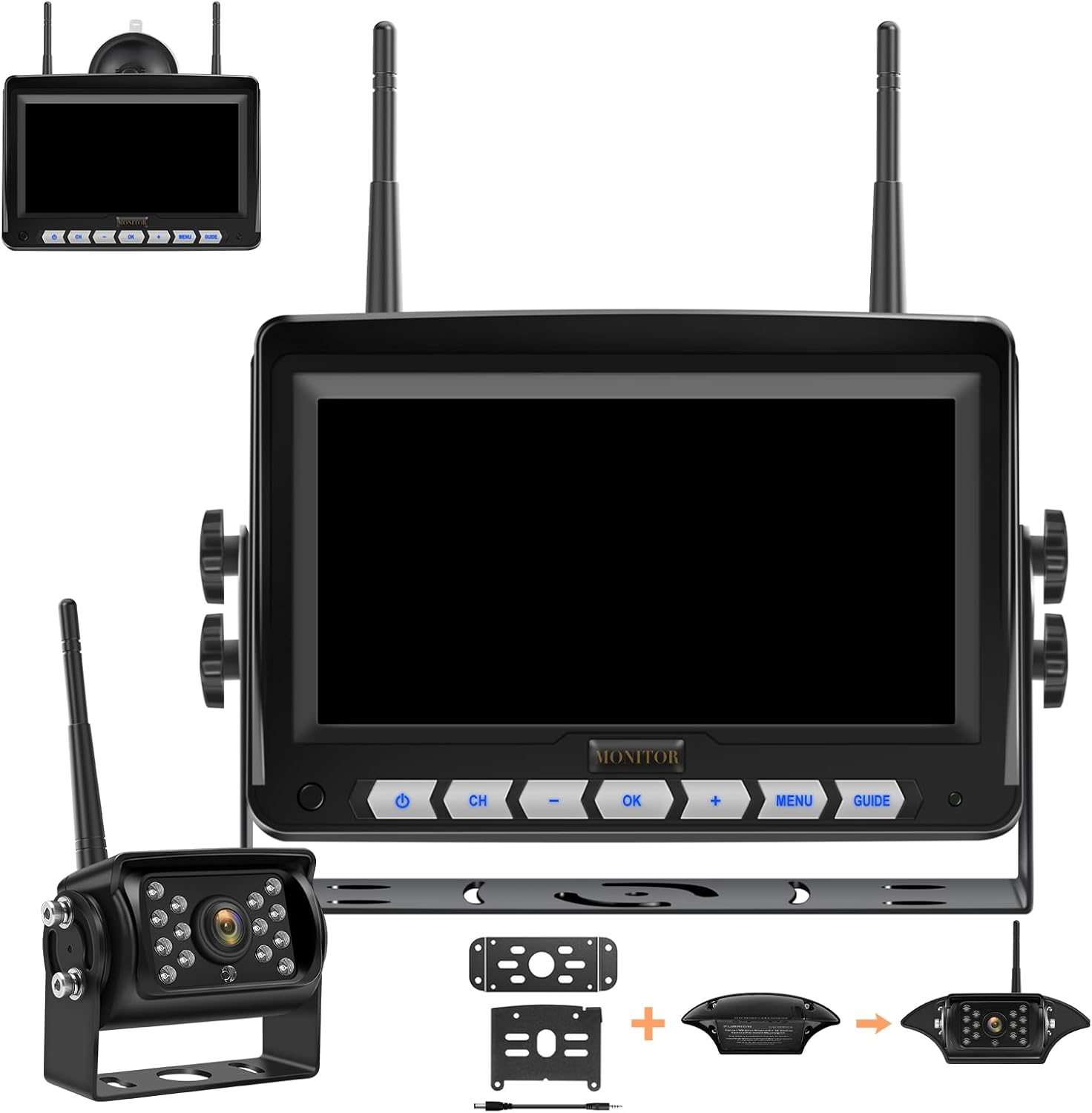 Wireless RV Backup Camera System with 7 1080P HD Monitor