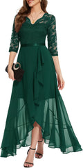 Womens V-Neck Hi-Lo Lace Dress for Wedding Guest - Elegant Fit [Formal