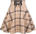 Gothic Plaid Mini Skirts for Women High Waist Lace Up - Cute