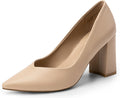 Womens High Chunky Closed Toe Block Heels Pointed Toe (Style C4SF)