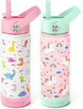 Fimibuke Kids Insulated Water Bottle 18oz - Double Wall Straw Cup