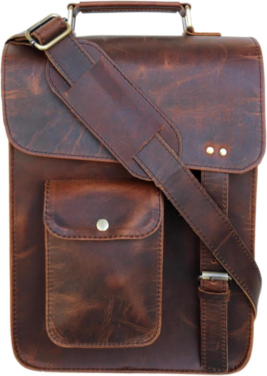 Vintage Leather Messenger Bag for Men and Women - Stylish Satchel
