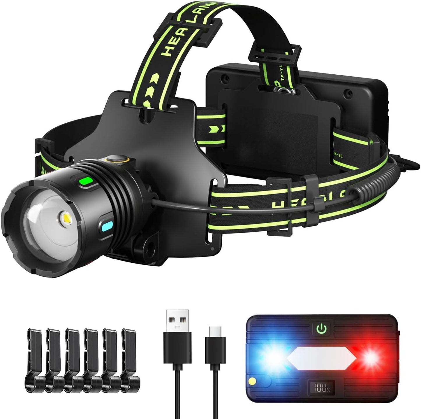 Ultra Bright Rechargeable Headlamp, 9 Modes, Waterproof - Ideal for Outdoor Activities!