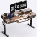Electric Standing Desk 55in Adjustable Height - 4 Drawers, Keyboard