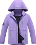 Kids Waterproof Hooded Fleece Lined Rain Jacket - Lightweight Raincoat