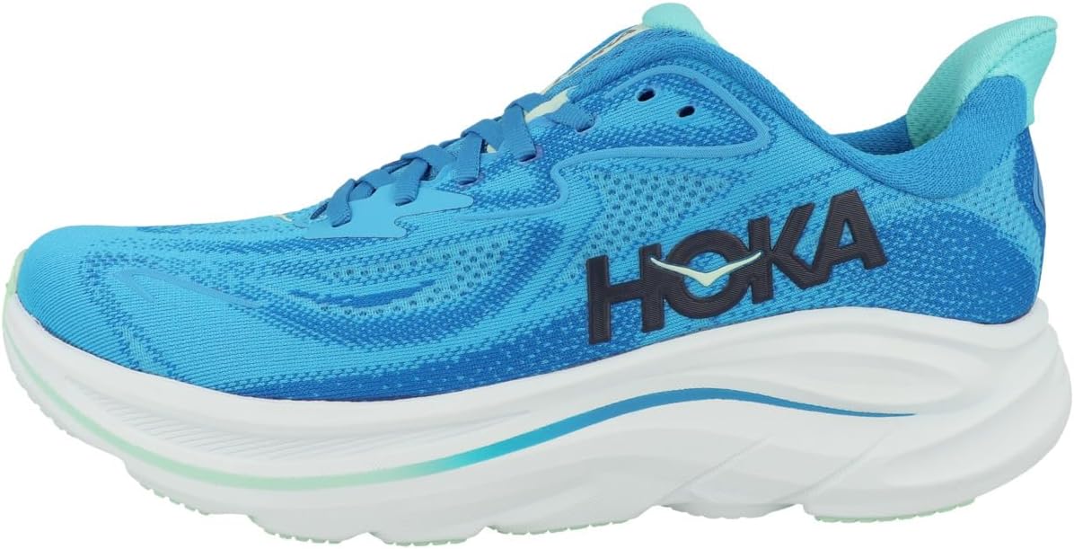HOKA Mens Clifton 10 Running Shoes with Jacquard Knit Upper