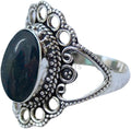 Solid 925 Sterling Silver Black Onyx Ring for Womens - Chunky