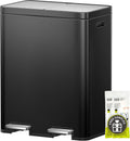 EKO Edison 8+8 Gallon Dual Trash Can for Recycling and Trash