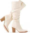 Putu Women's Pointed Toe Knee High Boots - Sleek Slouchy Style