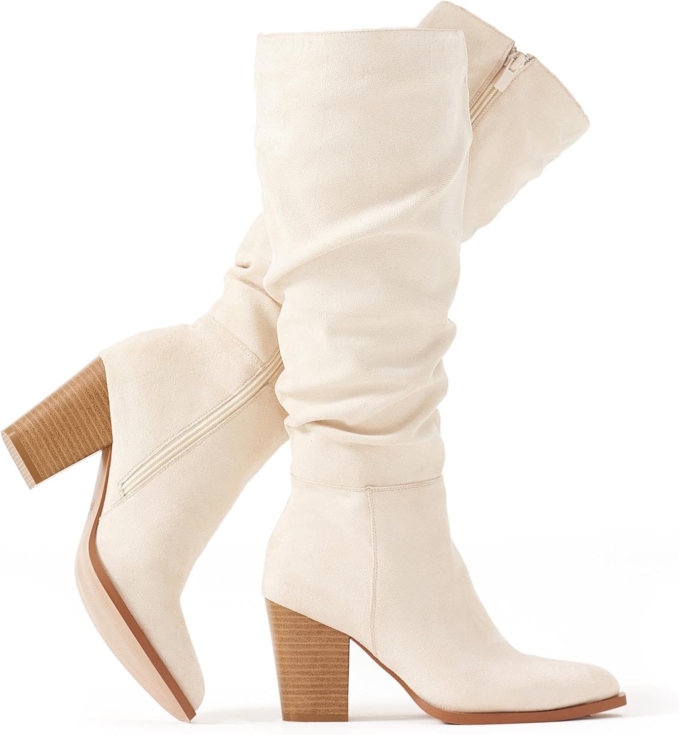 Stylish Putu Women's Pointed Toe Knee High Slouch Boots